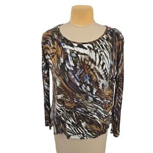 Miraclebody Miraclesuit Top Women L Animal Print Long Sleeve Layered Shapewear